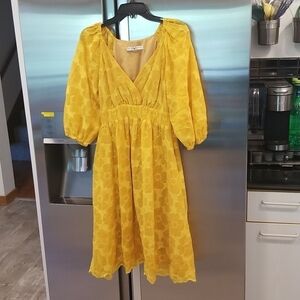 💕TRINA TURK💕 Dawning Dress ~ Walk This Lei Embroidery ~ Saffron NWOT